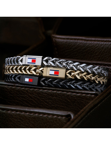 Pulseira Braided Metal Black Tommy Hilfiger