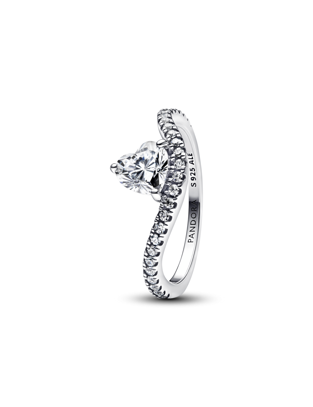 Anel Pavé Coração Ondulado Pandora