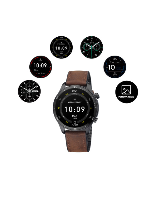 Smartwatch One Men Alphacall Brown Leather