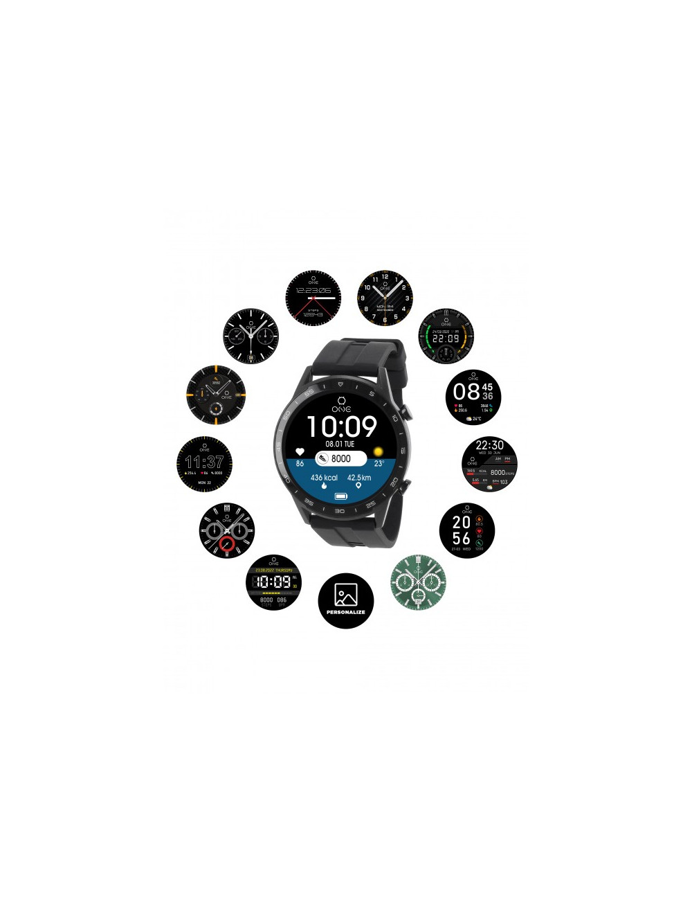Smartwatch One Men Forceful Black Silicone