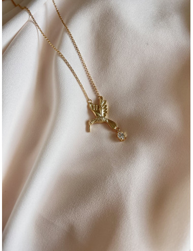 Colar Beija Flor Prata Dourada