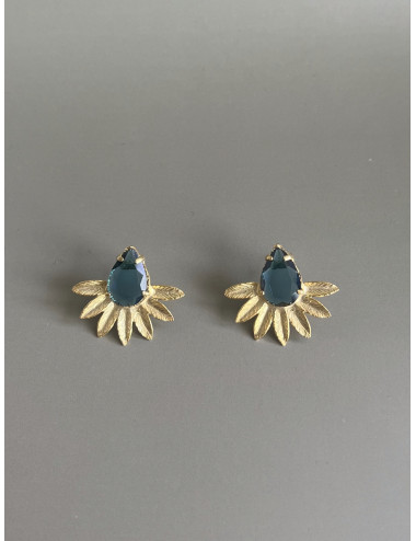 Brincos Belem Azul Prata Dourada