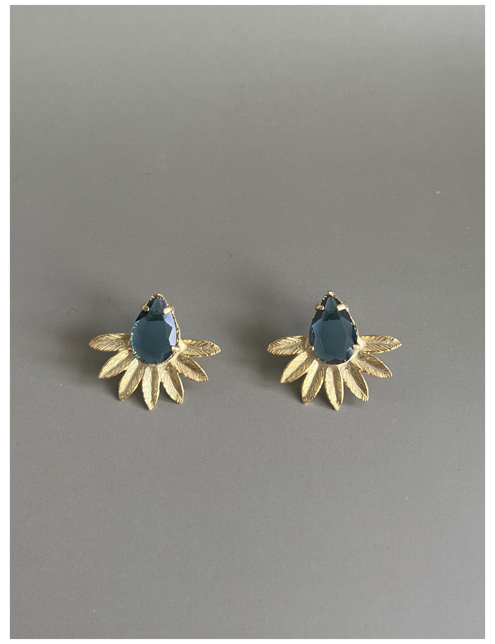 Brincos Belem Azul Prata Dourada