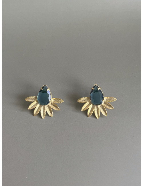 Brincos Belem Azul Prata Dourada