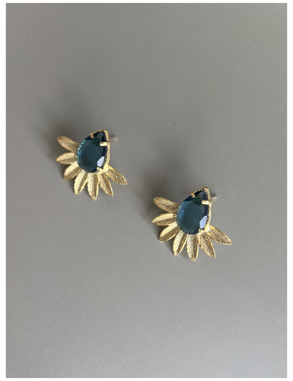 Brincos Belem Azul Prata Dourada