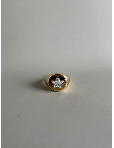 Anel Star Prata Dourada