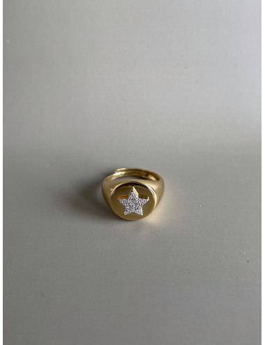 Anel Star Prata Dourada