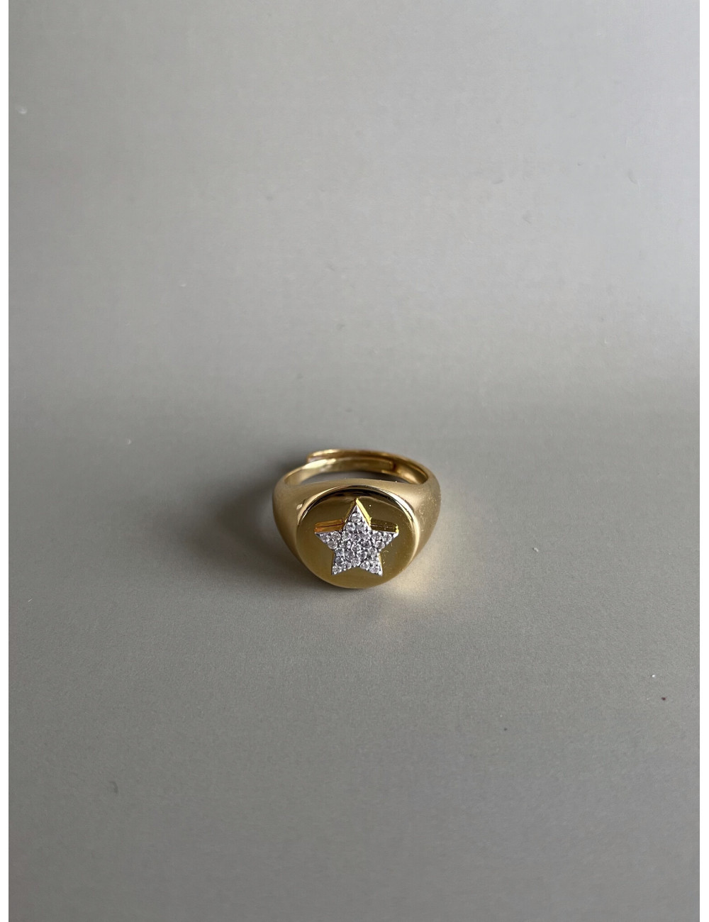 Anel Star Prata Dourada