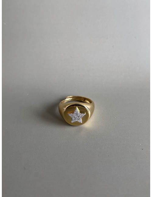 Anel Star Prata Dourada