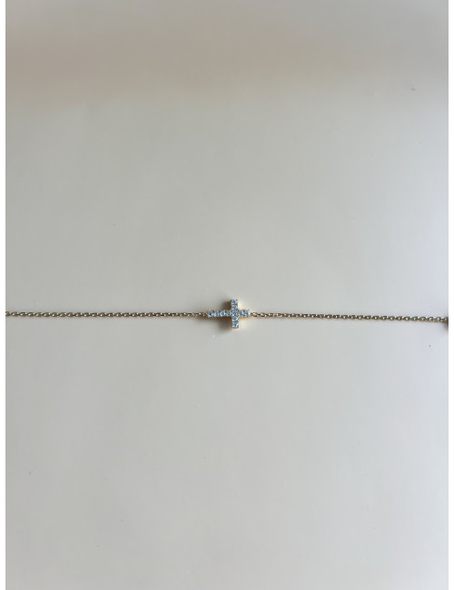 Pulseira Cruz Prata Dourada