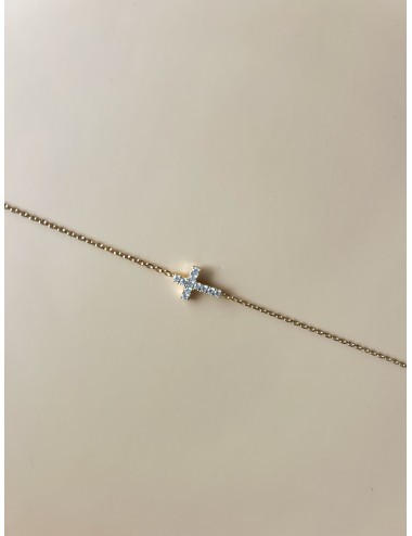 Pulseira Cruz Prata Dourada