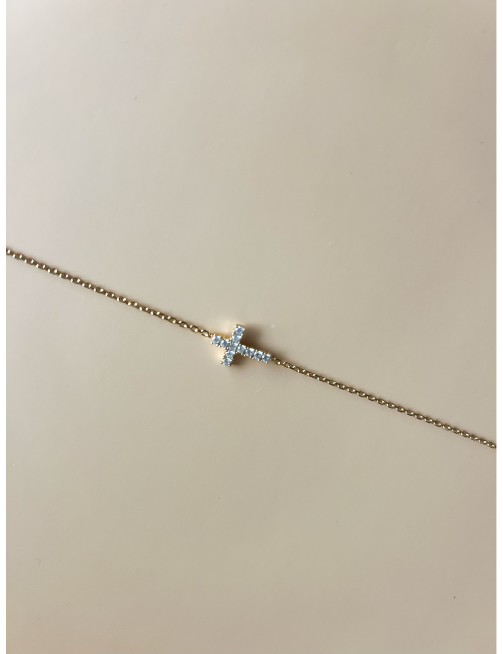 Pulseira Cruz Prata Dourada