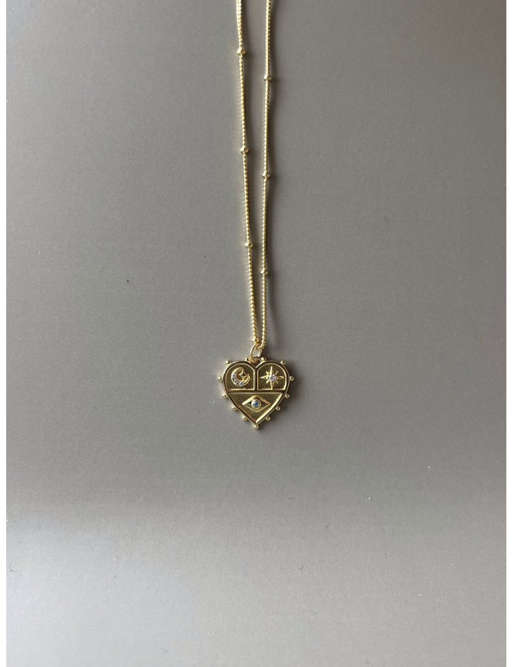 Colar Coração simbolos Prata Dourada