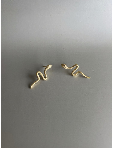 Brincos Cobra Prata Dourada