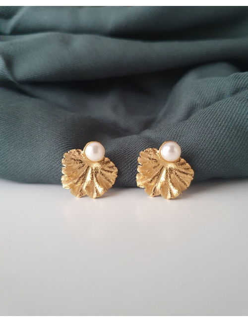 BRINCOS FOLHA PRATA DOURADA