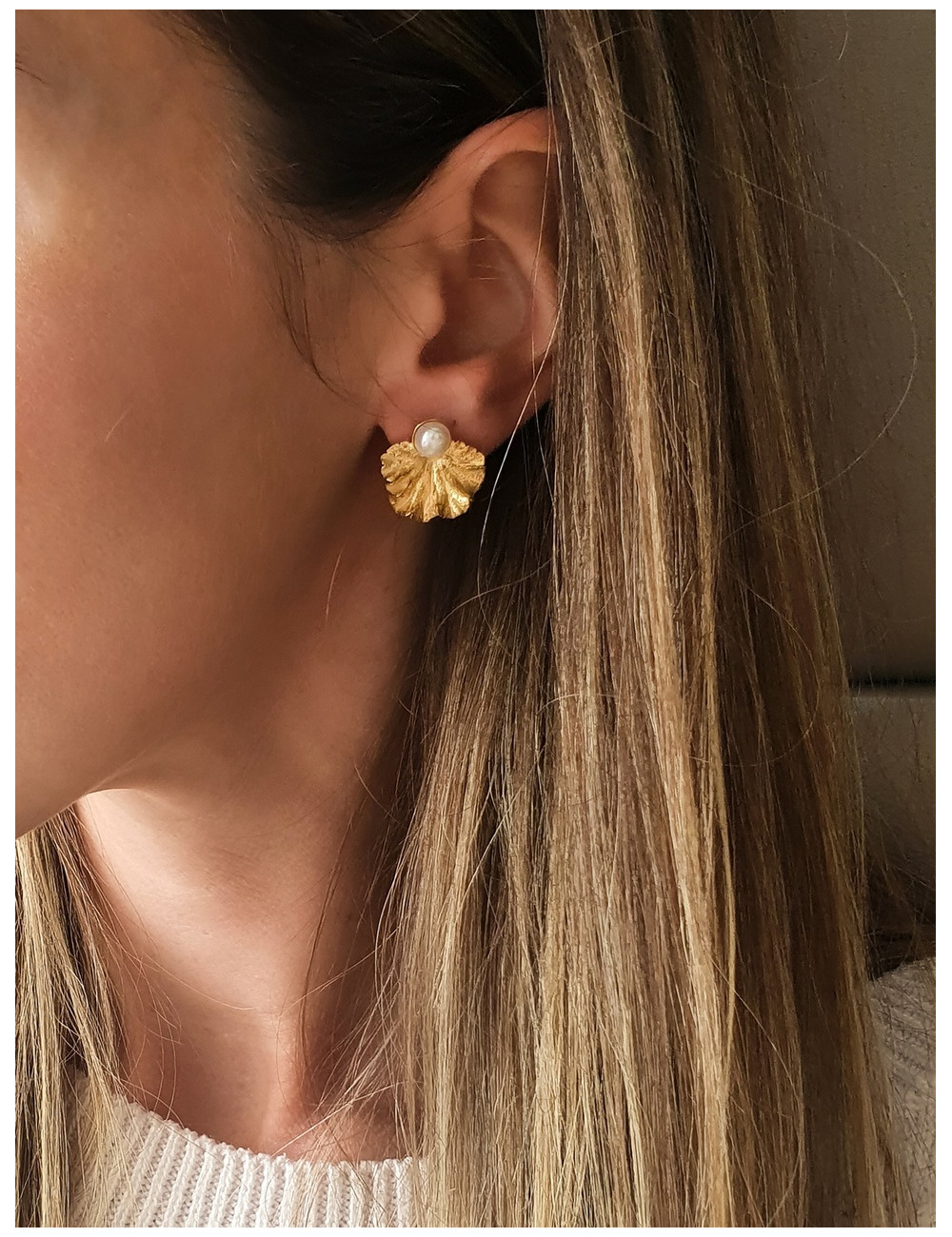 BRINCOS FOLHA PRATA DOURADA