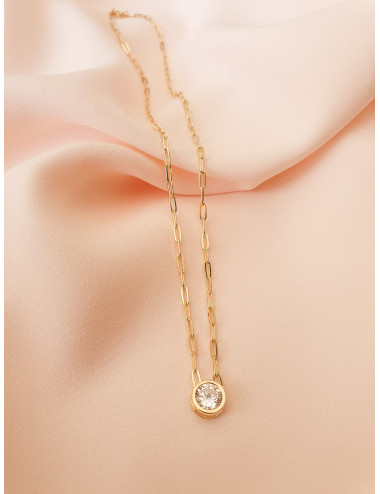 COLAR SOLITÁRIO MALHA ELOS PRATA