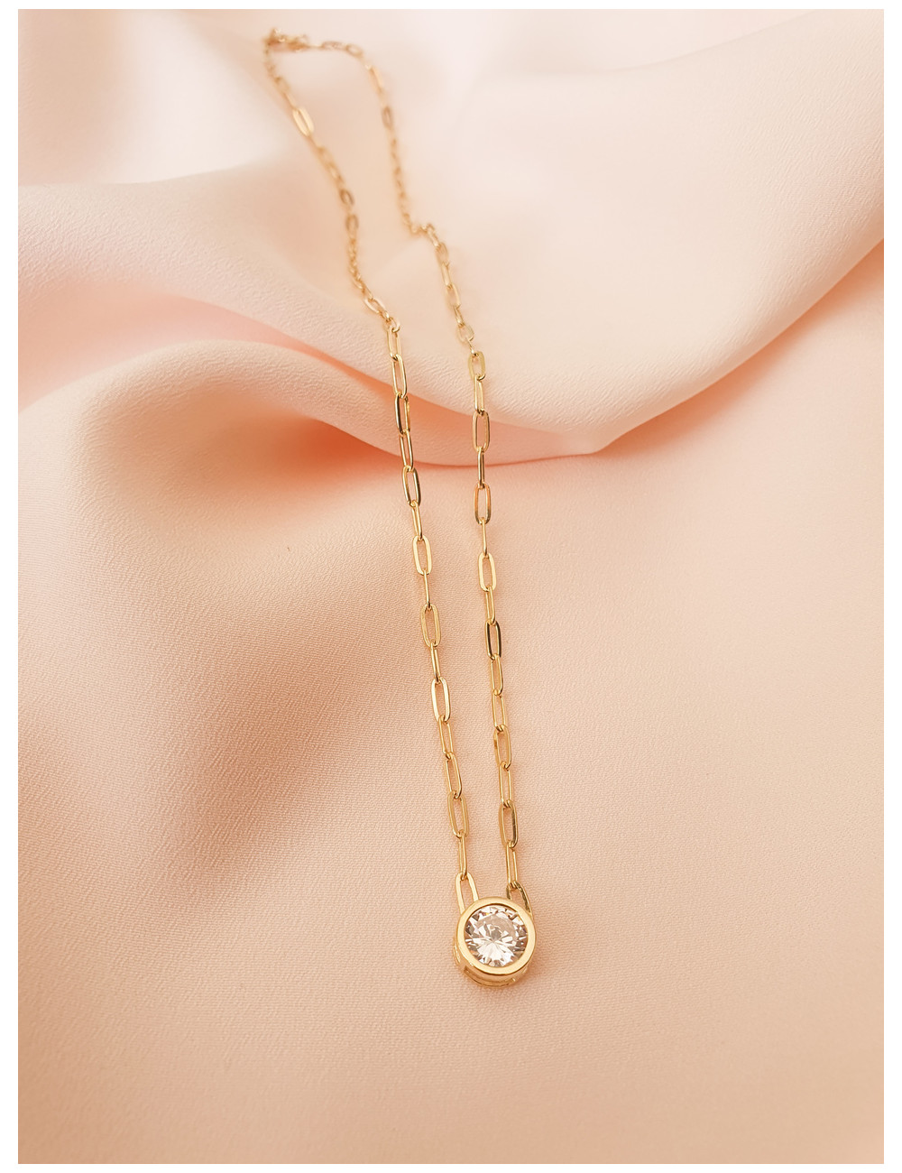 COLAR SOLITÁRIO MALHA ELOS PRATA