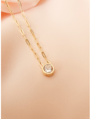 COLAR SOLITÁRIO MALHA ELOS PRATA