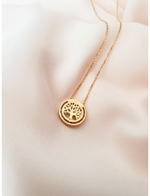 COLAR ÁRVORE DA VIDA PRATA DOURADA