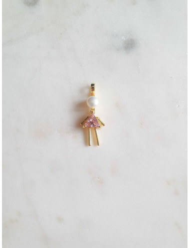 BERLOQUE MENINA TRIANG ROSA PRATA DOURADA