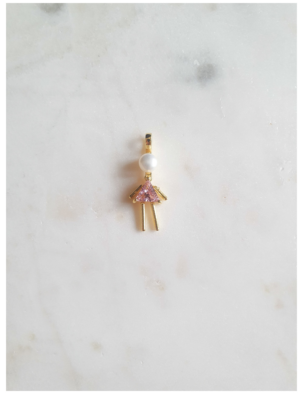 BERLOQUE MENINA TRIANG ROSA PRATA DOURADA