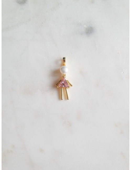 BERLOQUE MENINA TRIANG ROSA PRATA DOURADA