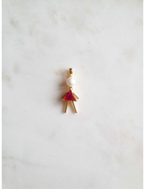 BERLOQUE MENINA TRIANG RUBI PRATA DOURADA