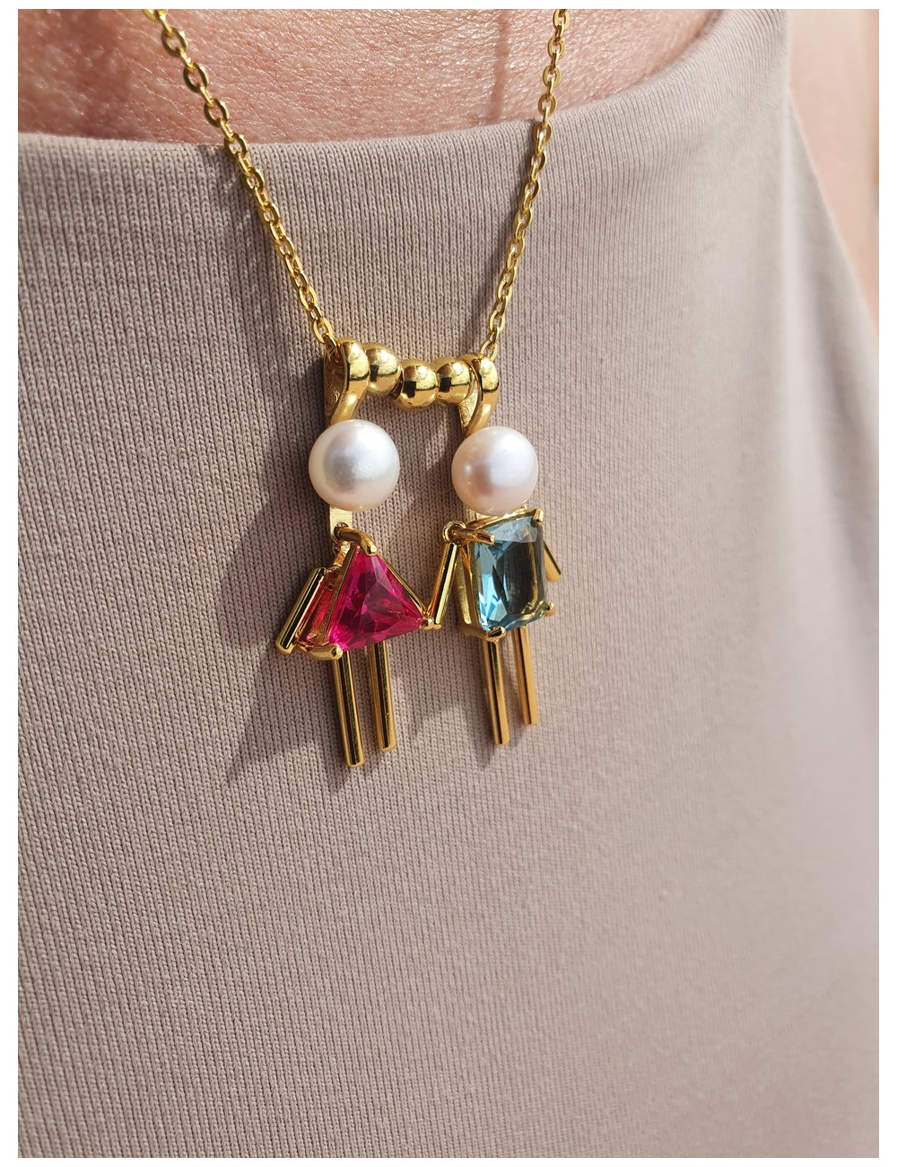 BERLOQUE MENINA TRIANG RUBI PRATA DOURADA