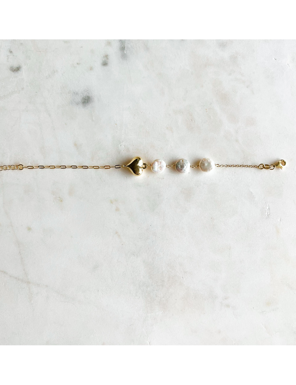 Pulseira Pearly Heart Prata dourada