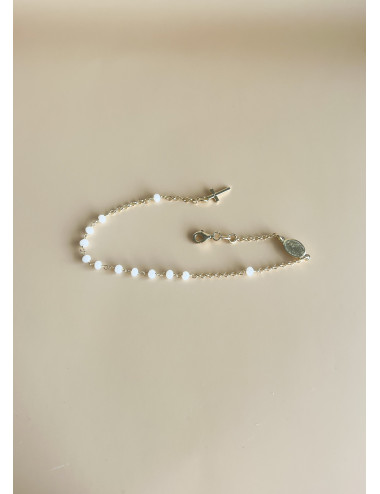 Pulseira Santa e Cruz Pérolas Prata Dourada