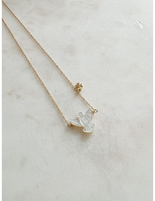 Colar Espirito Santo Madrepérola Prata Dourada