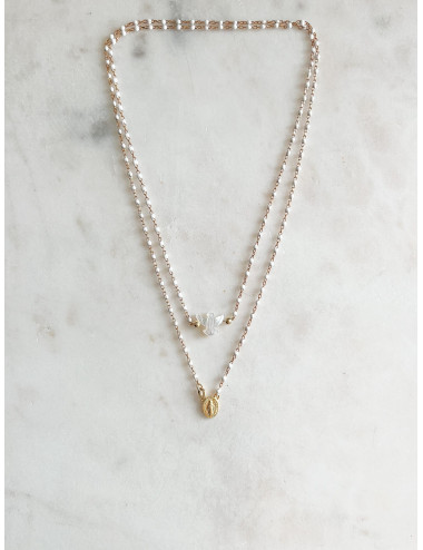 Escapulário Sweet White Prata Dourada