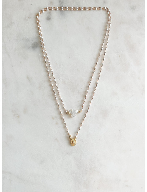 Escapulário Sweet White Prata Dourada