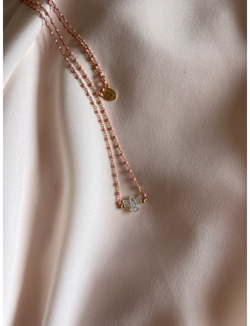 Escapulário Sweet Pink Prata Dourada