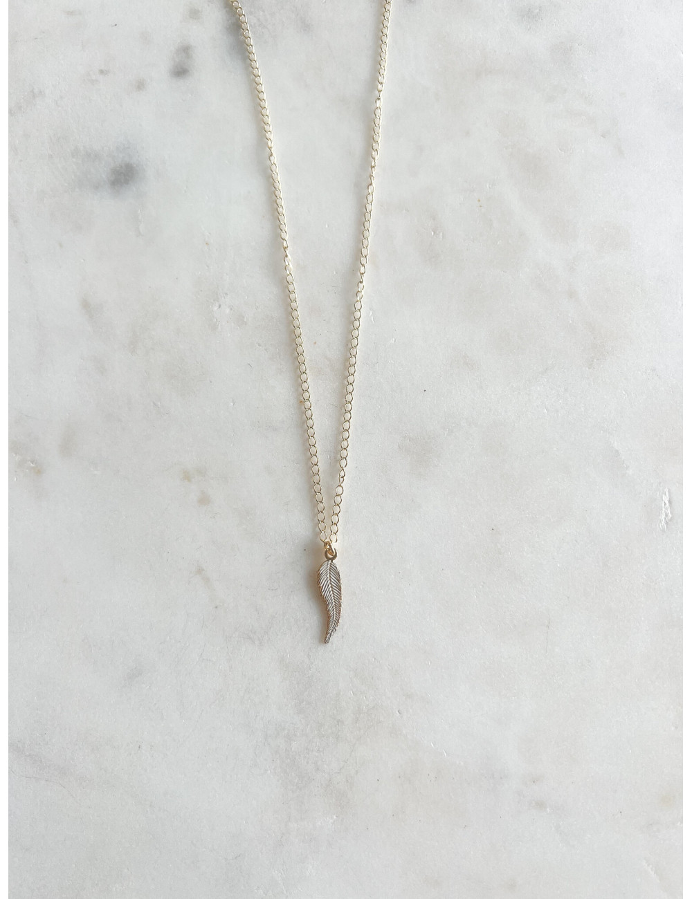 Colar Feather Prata dourada