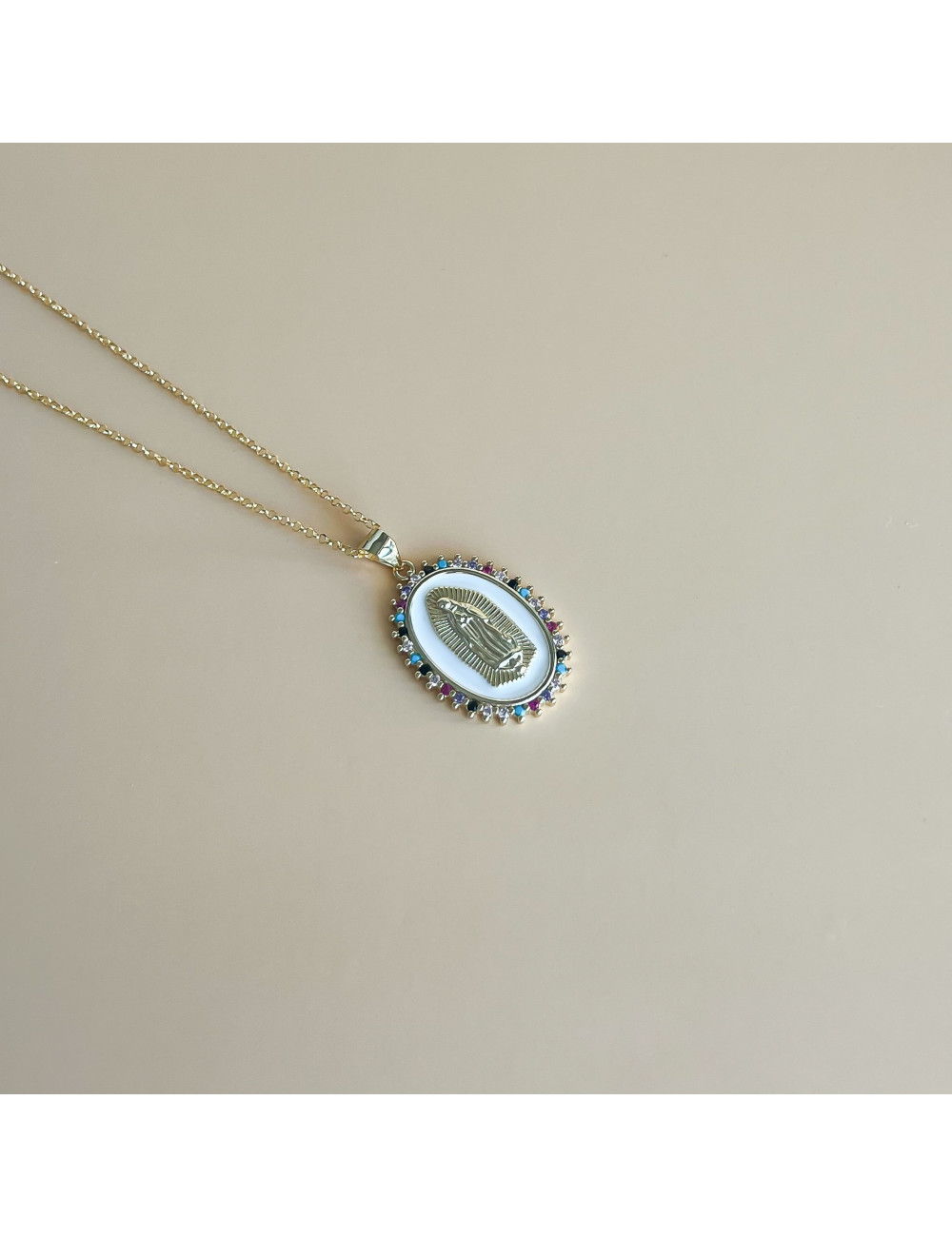 Colar Fátima Prata Dourada