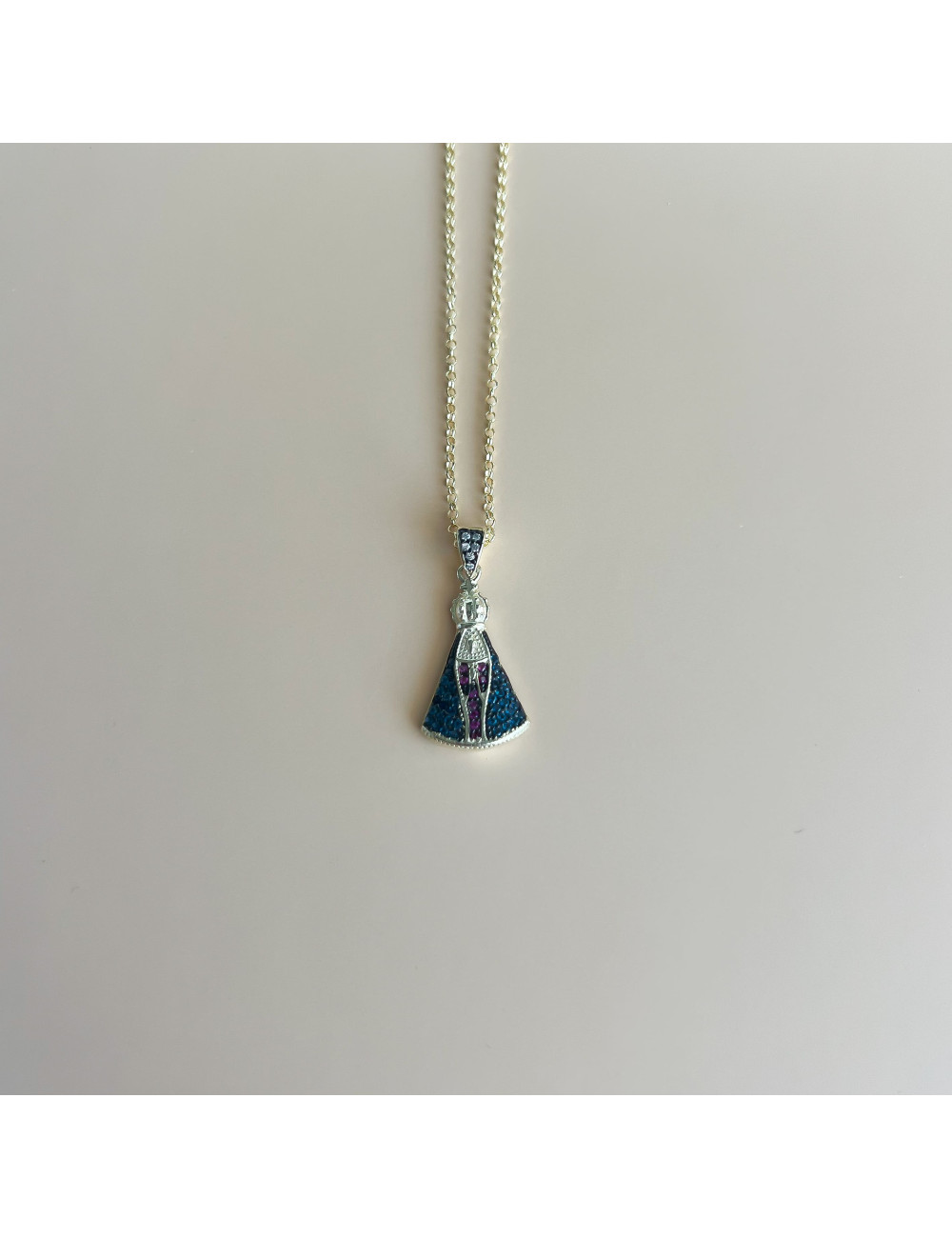 Colar Sra Aparecida Prata Dourada