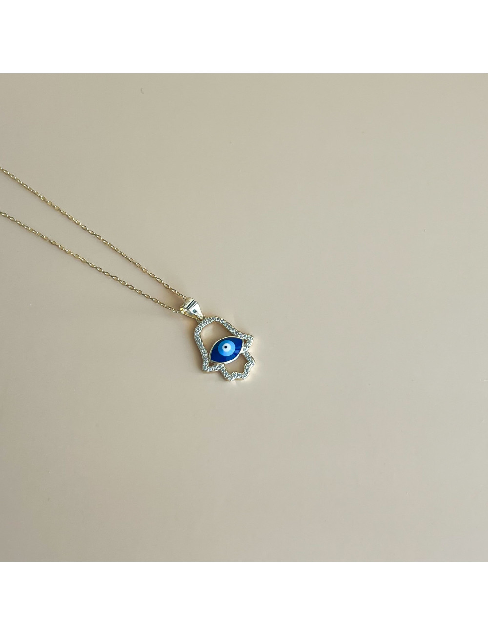 Colar Hamsa Hand Prata Dourada