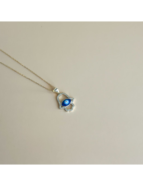 Colar Hamsa Hand Prata Dourada