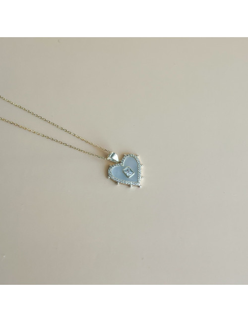 Colar Coração Madrepérola Prata Dourada