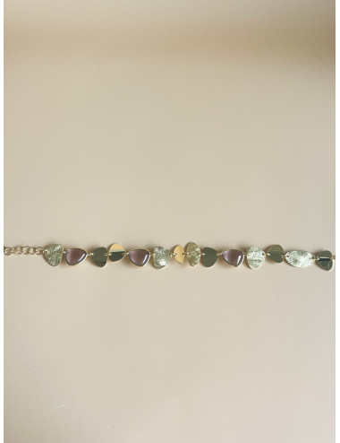 Pulseira Elegance Rosa Prata Dourada