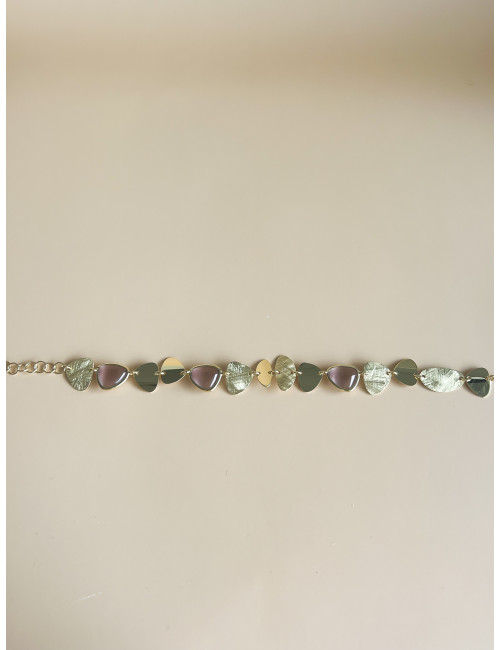 Pulseira Elegance Rosa Prata Dourada