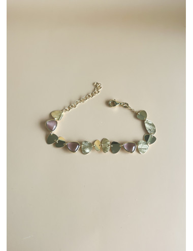 Pulseira Elegance Rosa Prata Dourada