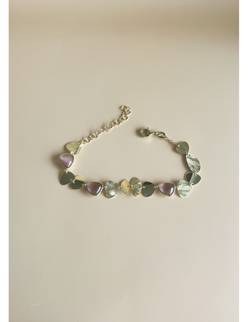 Pulseira Elegance Rosa Prata Dourada