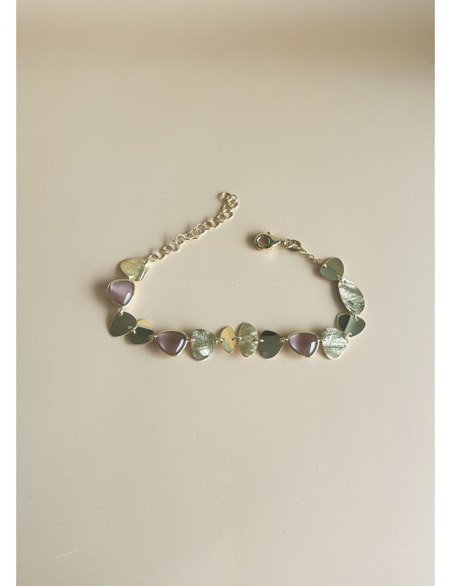 Pulseira Elegance Rosa Prata Dourada