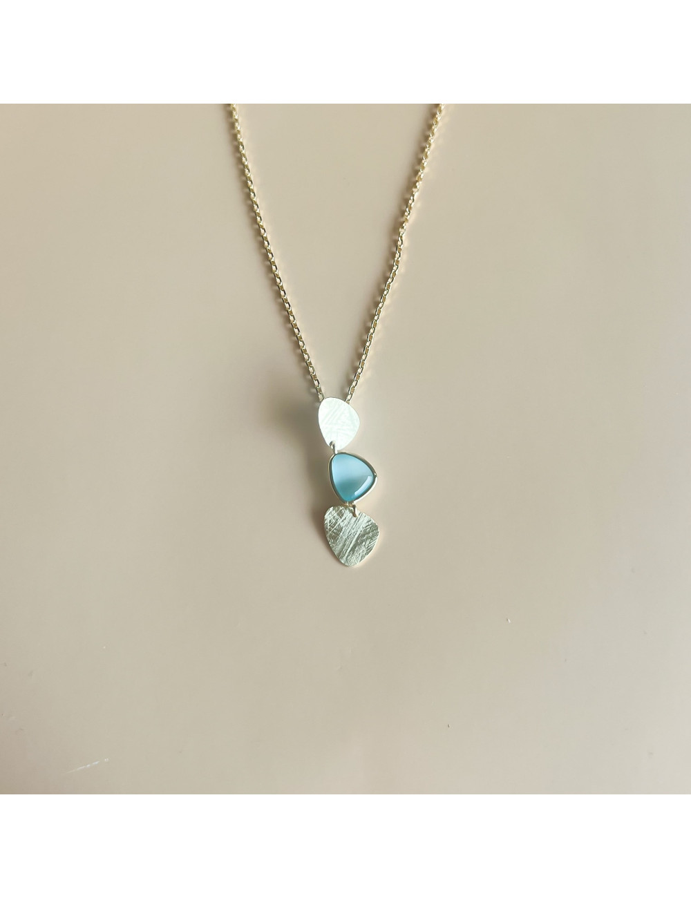 Colar Elegance Azul Prata Dourada