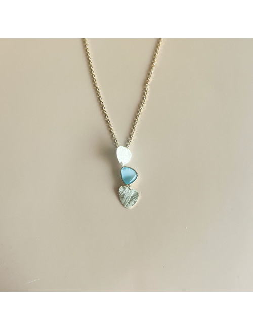 Colar Elegance Azul Prata Dourada