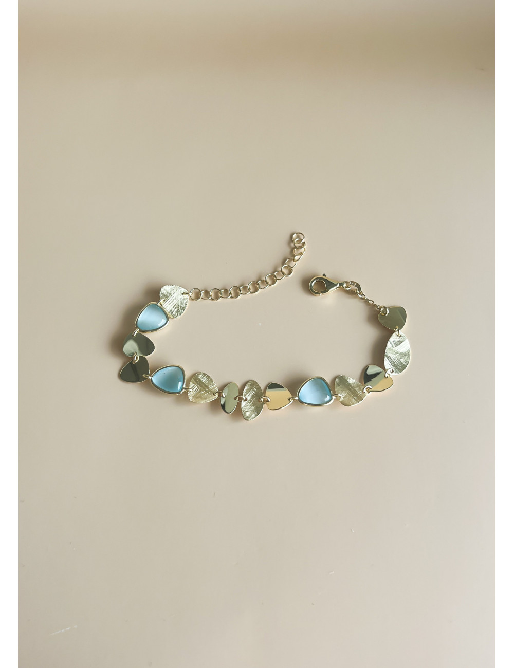 Pulseira Elegance Azul Prata Dourada