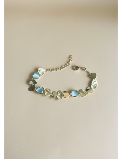 Pulseira Elegance Azul Prata Dourada